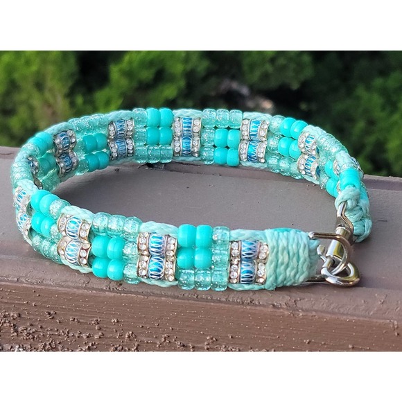 Custom Handmade Beaded Bling Dog Collar - Picture 1 of 2